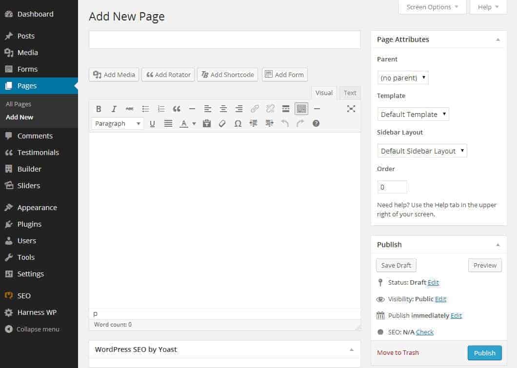 Screenshot of the Add New page in WordPress dashboard