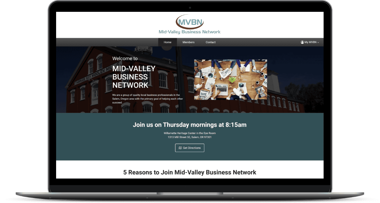 Mid-Valley Business Network MVBN Mockup
